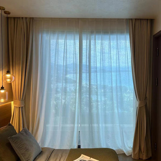 Hot Selling New Modern Hotel Sheer Curtain Fabric Sample 82 Types of Fabric Voile Transparent Tulle Curtains for the Living Room by PDG ibma