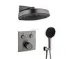 2 Way Built in Wall Concealed Mount Chrome Plated Brass Rainfall High Pressure Douche Square Thermostatic Shower Set