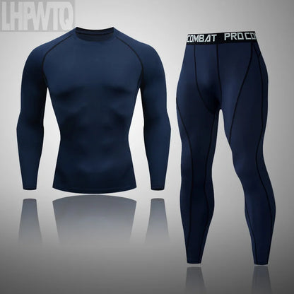 Men's Thermal Underwear Set MMA Tactics Leggings Solid Color Costume Compress Fitness Long Johns Men Winter Brands  Men