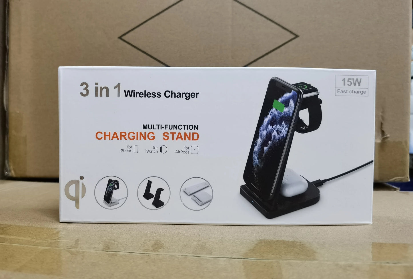 Foldable Wireless Charger PD QC3.0 10W 5V/3A Output Custom 3-in-1 Fast Charging for Phones Watch Earphones Dropshipping