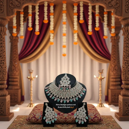 Standard Quality Trending Fancy Collection Gold Plated Kundan & Pearl with Stone Necklace Set for Women Wedding Ethnic Jewelry