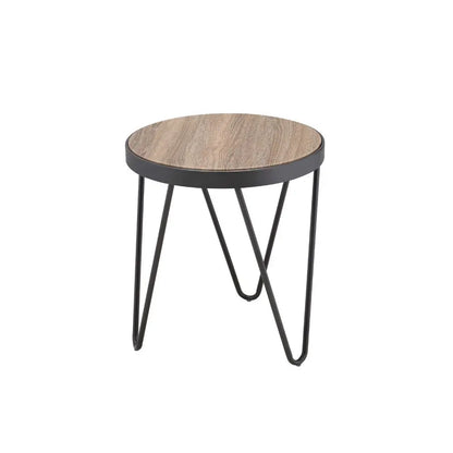 HMS 18\" Solid Wood Round End Table in Black and Brown for Living Room Furniture