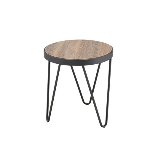 HMS 18\" Solid Wood Round End Table in Black and Brown for Living Room Furniture