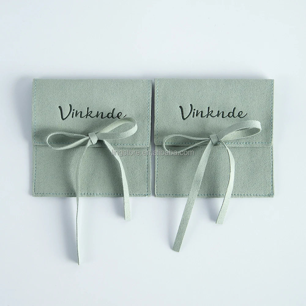Wholesale 8*8cm Cream Luxury Microfiber Soft Packaging Bag Custom Unique Design with High Quality Logo for Jewelry Container