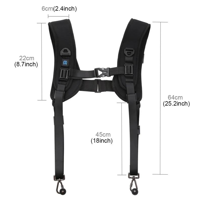PULUZ Quick Release Double Shoulder Harness with Decompression Foam Strap Belt Soft Pad Original Global Source for DSLR Camera
