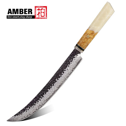 Amber 6pcs 67 Layers Damascus Vg10 Knife Set Japanese Knife Set Damascus Kitchen Knife Set Resin Handle
