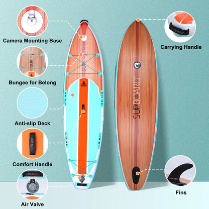 CE Certified Inflatable Stand up Paddle Board with Heavy Duty EVA Deck Pad for Ocean Waters and Lake Recreation Activities