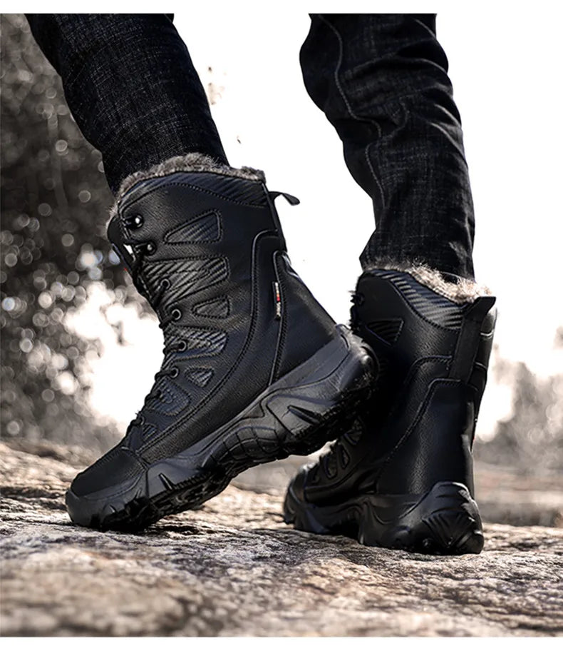 Winter Waterproof Men Boots Plush Super Warm Snow Boots Men Sneakers Ankle Boots Outdoor Men's Desert Boots Botas Hombre