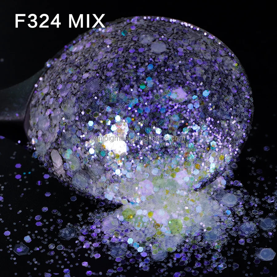 Free Samples Opal Iridescent Chunky Glitter Mix Crystal White Colors 1kg for Crafts Face Nail Art