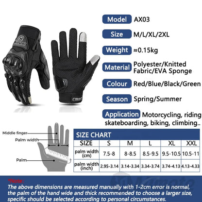 Motorcycle Gloves Summer Waterproof Touch Screen Full Finger Gloves Protective Anti-fall Guantes Moto Non-slip Riding Gloves
