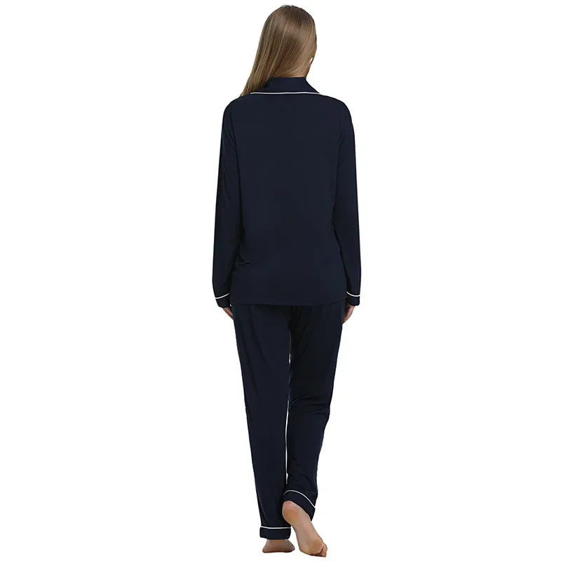Joyaria Pajama Sets Women Long Sleeve Sleepwear Button Down Pj Pants Set Soft Bamboo Female Night Suit PJS Women Pyjamas Femmes
