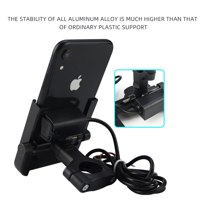 Aluminium Alloy Mobile Phone Holder Bike Motorcycle Cell Phone Holder Motorcycle Holder Phone Charger