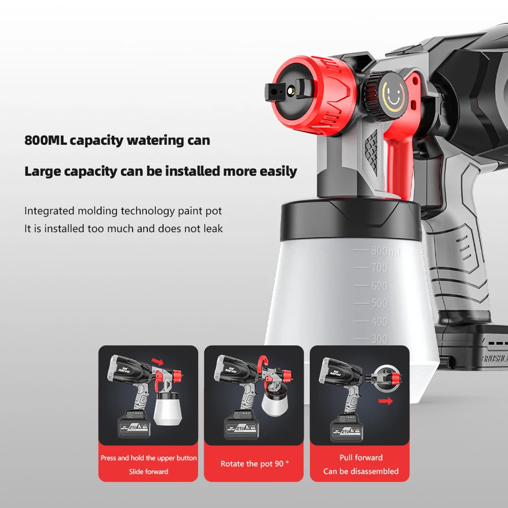 NanWei High Voltage 800W Electric Paint Spray Gun 220v Lithium Nozzle Pneumatic Power Source Battery Operated Paint Equipment