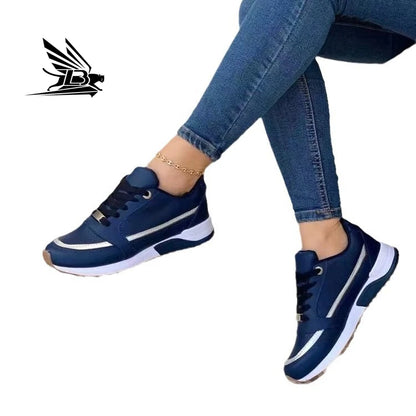 Large Size Cross Lace-up Flat Round Head Color Matching Casual Sneakers
