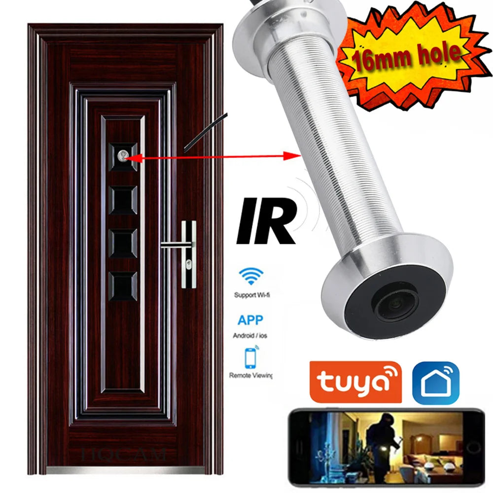 180 Degree P2p Night Vision Home Smart Door Viewer Camera Wifi Motion Detection Fisheye Peephole Door Eye Camera Peephole Tuya