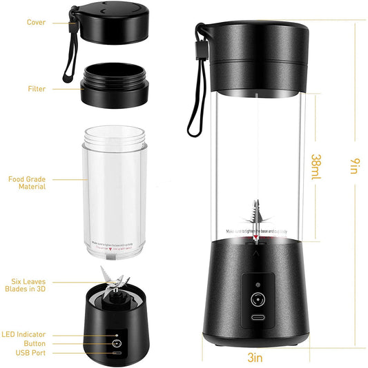 150W 380ml Electric USB Rechargeable Home Blender 6-Blade Portable Juicer with Cup Multifunctional 6S Plastic Mixer OEM by PDG ibma