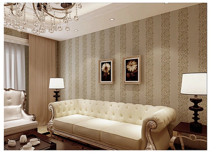 Champagne European 3D Vertical Stripe Wallpaper Bedroom Living Room Hotel Engineering Modern Simple Wallpaper