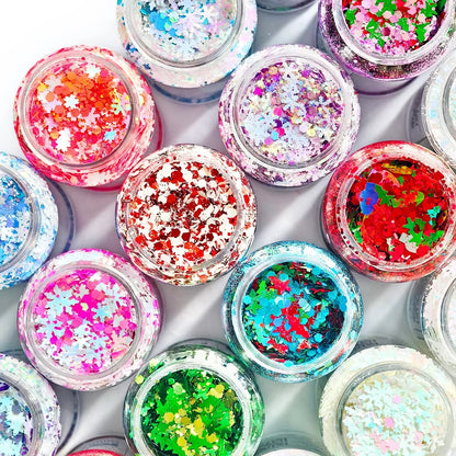 2 oz Hexagon Large Chunky Glitter Set Snowball Cosmetics Make up Nail  Crafts Shaker Bottle Free Shipping US Stock