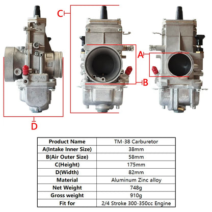 TM38 TM Motorcycle Carburetor 38mm Universal Flat Slide Racing Carburetor for Honda Yamaha Mikuni XR600 XR650 NX650 Motorcycle