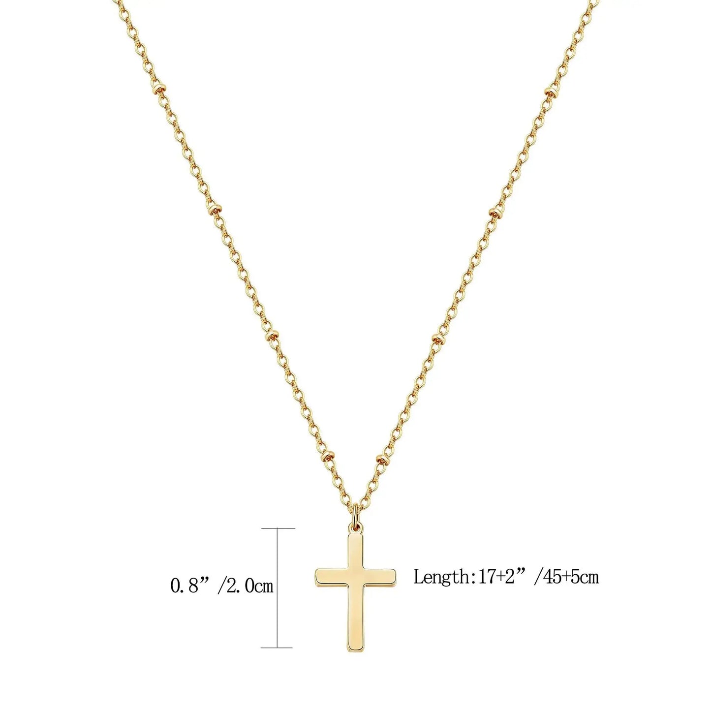 Refined Chic Hypoallergenic 18K Gold Plated Stainless Steel Cross Necklace with Adjustable Chain Daily Wear