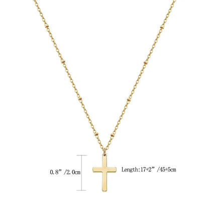 Refined Chic Hypoallergenic 18K Gold Plated Stainless Steel Cross Necklace with Adjustable Chain Daily Wear