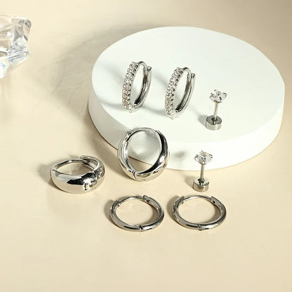 4 Pairs Stainless Steel Earrings Set for Women Gold Plated Jewelry CZ Fashion Hoop Earrings Perfect for Daily Wear or Gifting