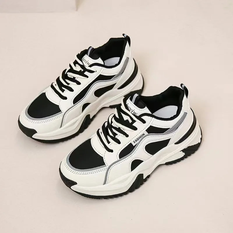 2025 Autumn Winter New Women's Casual Sports Sneakers Ins Tide Platform Light Soft  Lace-Up Custom Logo Daddy Student