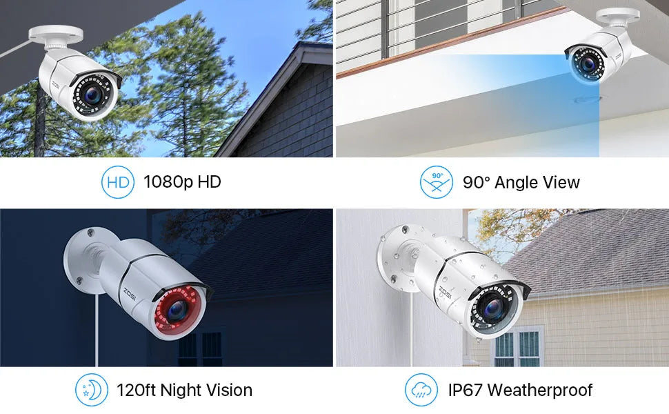 ZOSI 1080P 2MP TVI CCTV 120ft IR Nightvision Motion Sensor Waterproof Home Outdoor Surveillance Security Bullet CCTV camera