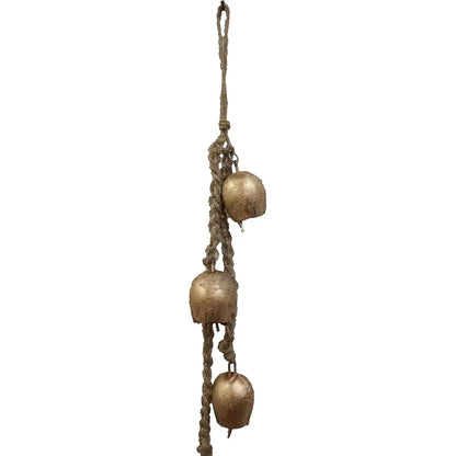 PARIJAT Handmade Golden Iron 4 Cluster Shape Hanging Bells Elegant Wind Chimes for Indoor Outdoor Home Wedding Decor Balcony