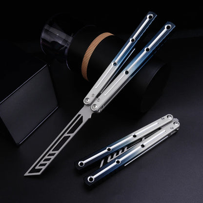 TGZUO Utility Aluminum Beginner Trainer Outdoor Portable EDC Balisong Knife Safety Blade Folding Knife