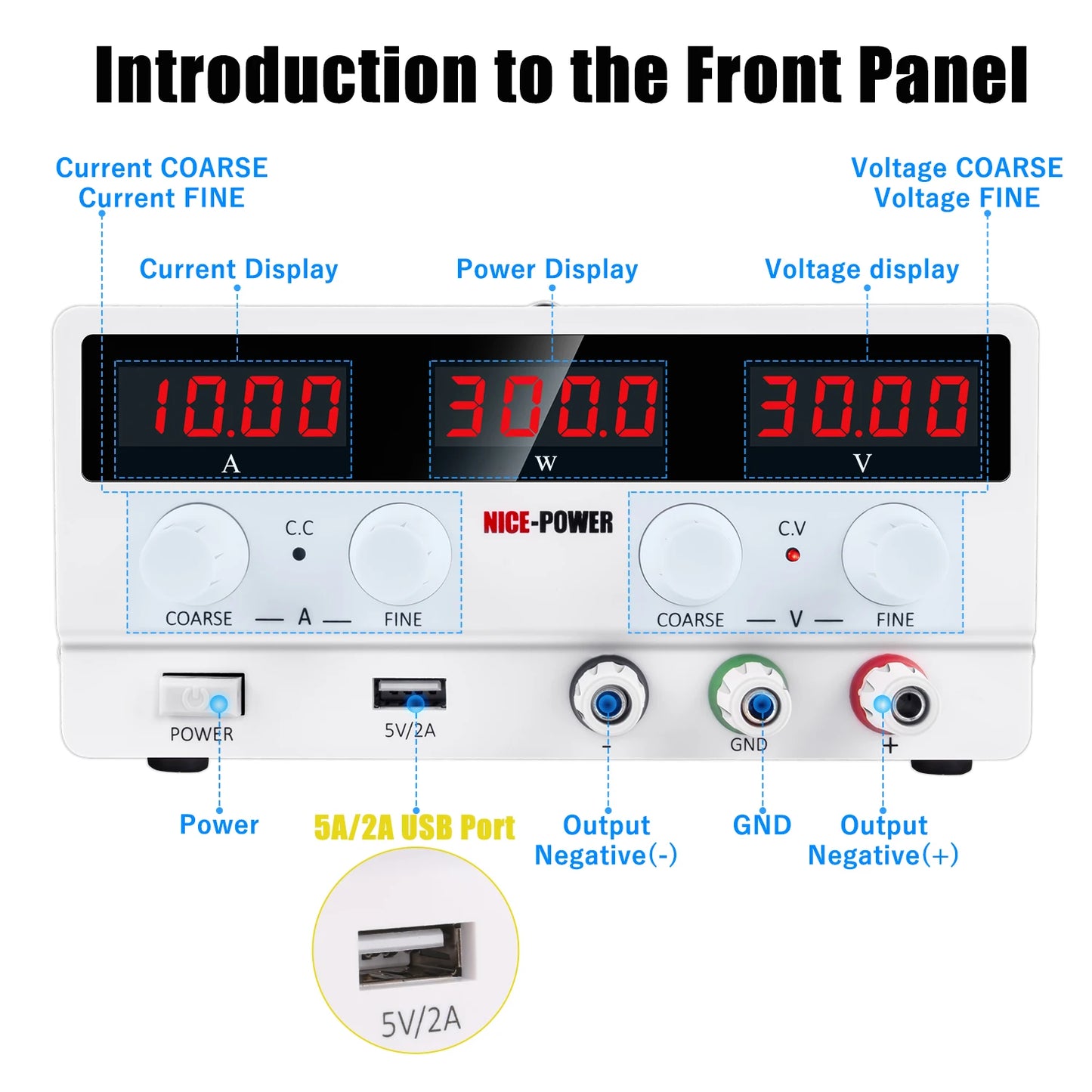 Nice Power SPS-H3010 30V 10A 300W Digital Display Adjustable DC Maintenance Power Supply Battery Backup