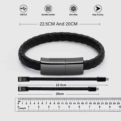 Leather Braided Bracelet Data Charger Bracelet for iPhone Android for Type C Cable Charger Bracelet
