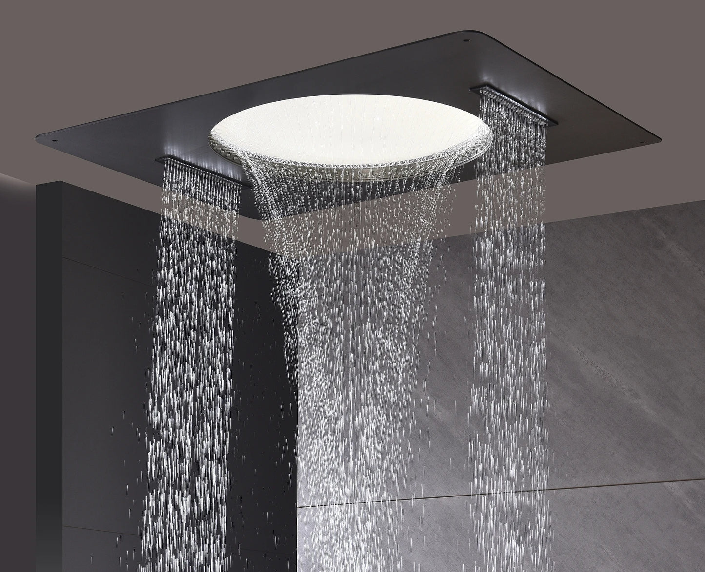 LED Full Body Smart Ceiling 4 Ways Function Digital Thermostatic Rainfall Waterfall Shower Jets System Set with Body Jets