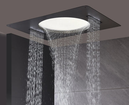 LED Full Body Smart Ceiling 4 Ways Function Digital Thermostatic Rainfall Waterfall Shower Jets System Set with Body Jets