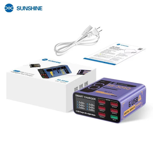 SUNSHINE SS-304Q Smart USB Charger/6 USB Ports (Phantom Gray/Night Blue/Meteor Purple) by PDG ibma