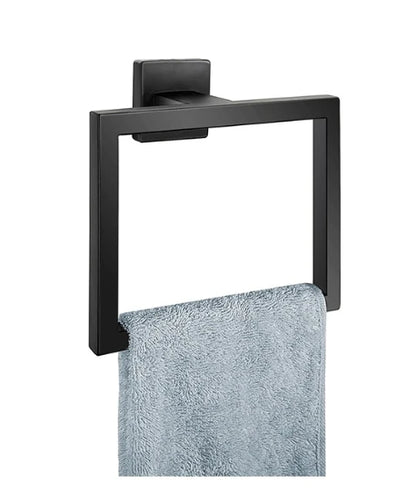 Deao Wall Mounted Towel Rack 5-piece Matte Black Bathroom Hardware Accessory Set Stainless Steel Towel Rod Set