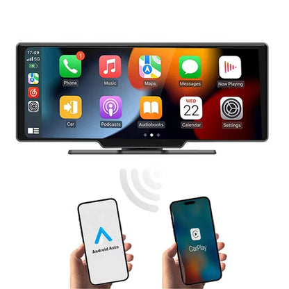 10.26 Inch Touch Carplay Screen 1080p Dash Cam DVR Car Screen Wireless Carplay Android Auto FM Phone Mirror Link Music Player