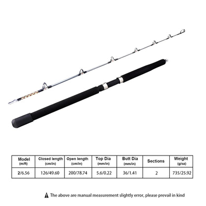FTK 1pcs 2m Spinner Fishing Rods Fishing Rods for Bass Trout Walleye Catfish