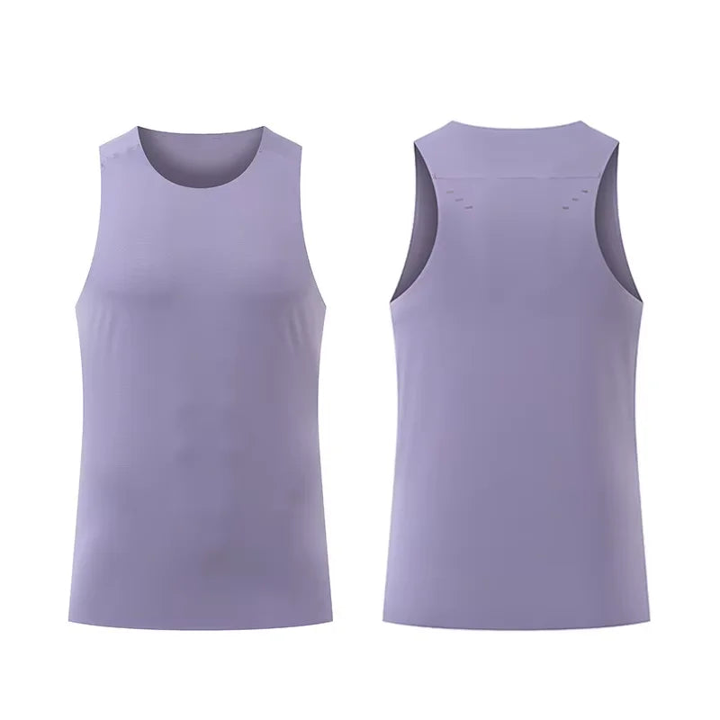 Custom Quick Dry Anti-Bac Ultra Lightweight Seamless Bonded Reflective Print Gym Running Active Unisex Men's Sports Tank Top