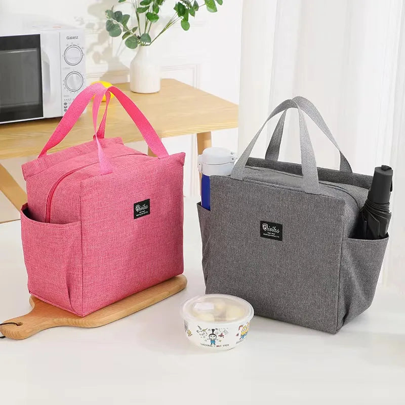 Double Pocket Insulated Bento Portable Cooler Bag Ice Pack Lunch Box Insulation Package Insulated Thermal Food Picnic Bags