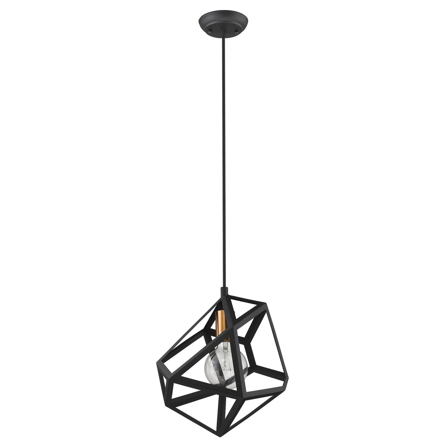 HMS Hedron 1-Light Pendant Matte Black Rectangular Suspension Warm White Light Farmhouse-Contemporary-Modern for Kitchen Island
