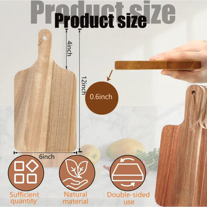 12x6 Inch Natural Wood Handicrafts Serving Board for Kitchen Decor & Family Gift Slice Dice Repeat Engraved Wooden Cutting Board