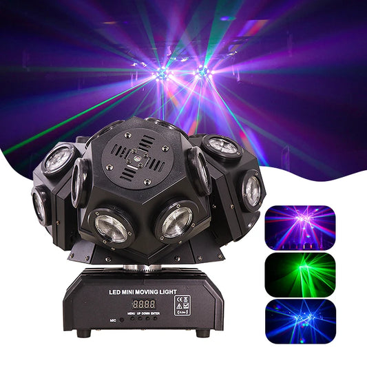 Three Heads Beam Moving Head 18pcs Creep Lamp Bar Ktv Disco Stage Lighting Led Dj Equipment Laser Light 200W by PDG ibma