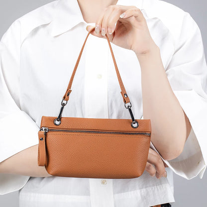 2024 New Underarm Women's Bag Head Layer Cowhide  Luxury Shoulder Crossbody Small Handbag  Ladies Trendy Cell Phone Bag