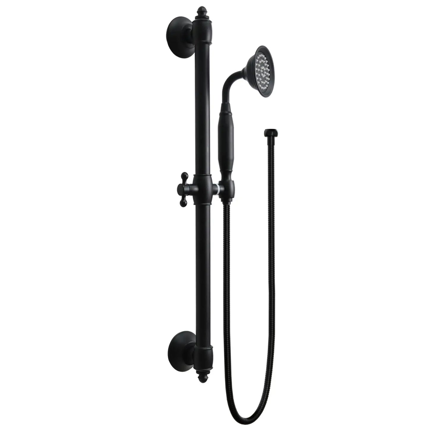 Brass Handheld Shower Head with Wall Mounted Rainfall System & Stainless Steel Slide Bar All-in-One Shower Mixer