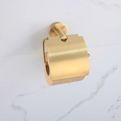 Bathroom Accessory Brushed Gold Tissue Holder Toilet Paper Roll Holder With Cover