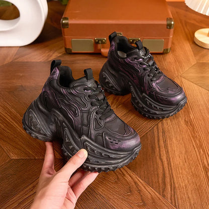 Fashion Durian Platform Sole Dad Shoes, Petite Slimming Casual Sneakers, Lightweight Soft Sole Versatile Daily Sports Footwear