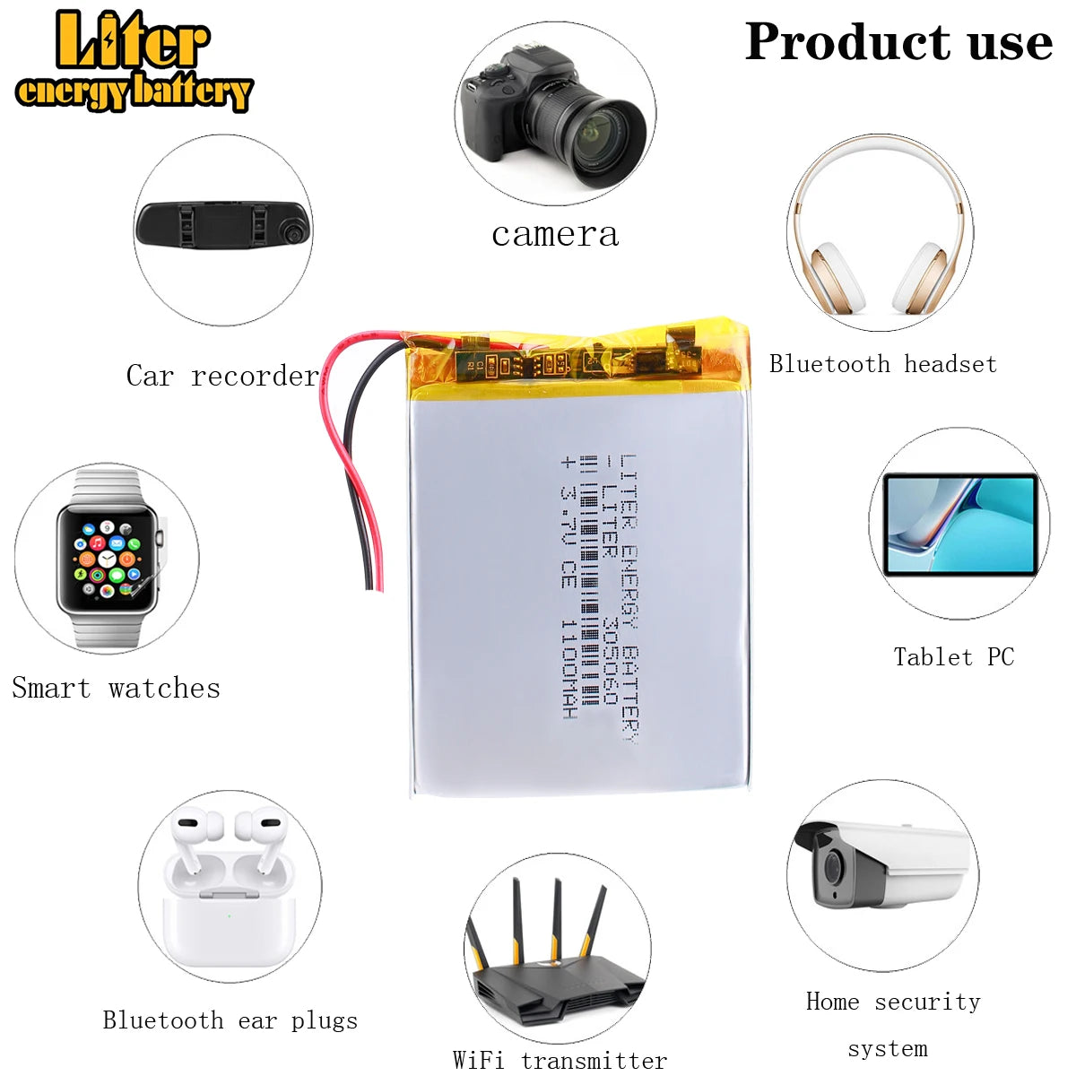 High Quality  305060 1100mah  3.7v Rechargeable Lithium-ion Battery