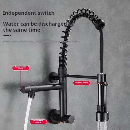 Modern Touchless In-Wall Kitchen Taps High Quality Hot Cold Mixer Faucet 360 Rotation Spring Pull-Down Stainless Steel Single