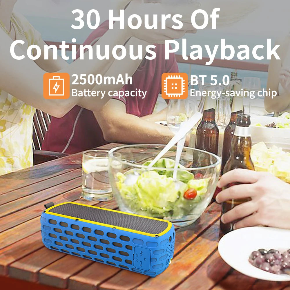 2024 New Ready for Ship Solar Power Portable Blue Tooth Speaker with Dust-proof Anti-drop Shell Support Hands-free Calling Loud